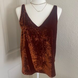 LOFT Velvet V-Neck Camisole - Rich Copper Brown